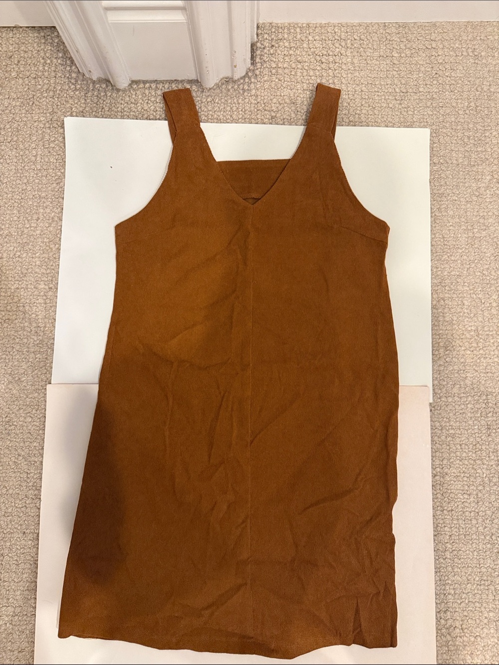 Rust Brown V-Neck Sleeveless Dress